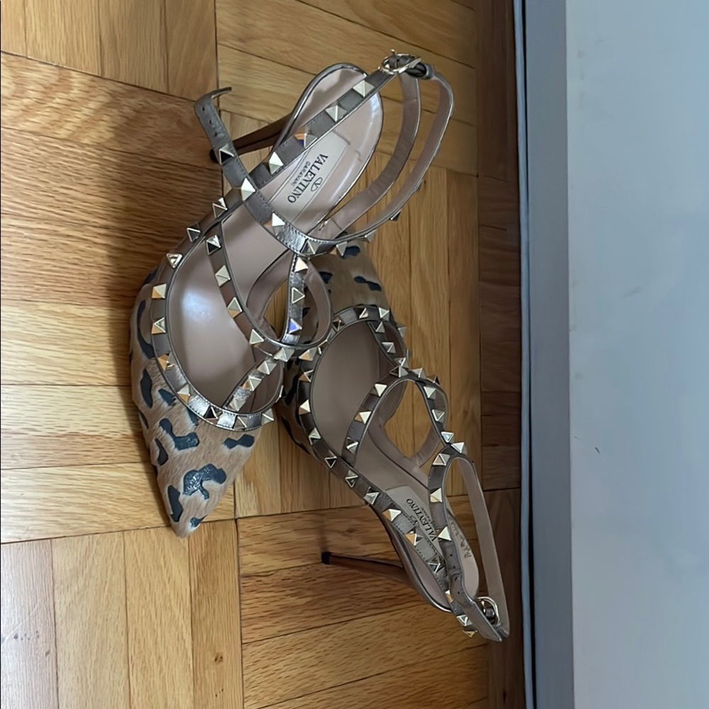 Valentino Metallic Animal Print Rockstud Heels